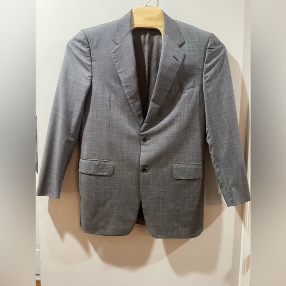 Canali Mens 40L (50R EU) Wool‎ Gray 2 Button Super 120's Blazer Jacket